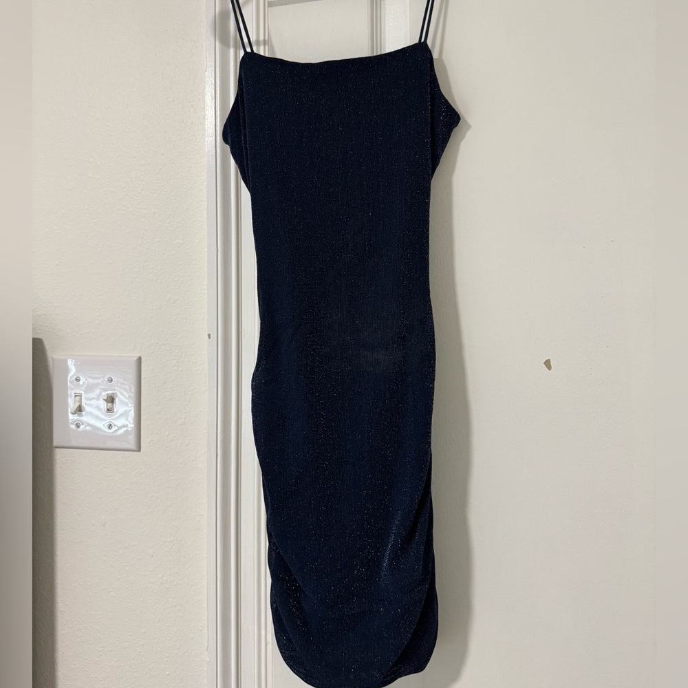 Navy Sparkle Cutout Bodycon Dress